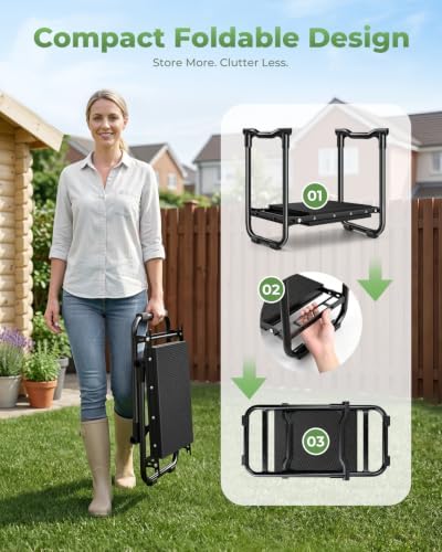 AZBESTPRO Garden Kneeler and Seat with Tool Belt, Folding Gardening Stool
