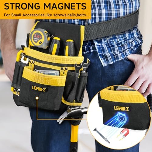 LEFOR·Z Tool Belt,13-Pockets Tool Belts for Men with Magnetic Tool Pouch