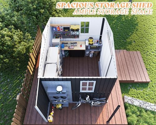 Jocisland 10.6x6.8x6.3 FT Outdoor Storage Shed with Sliding Doors