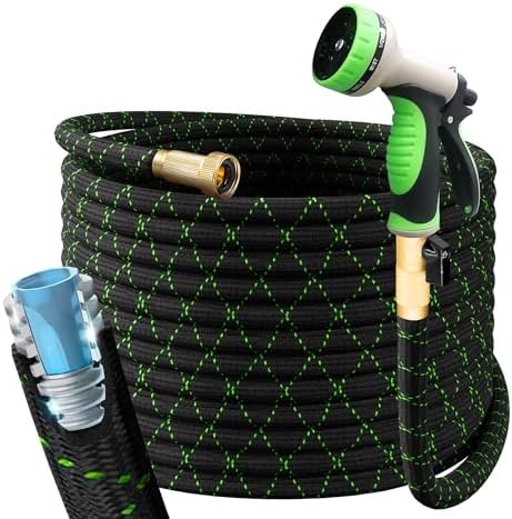 Non-Expandable Garden Hose 25 Ft, Stainless Steel Metal, Kink-Free Black