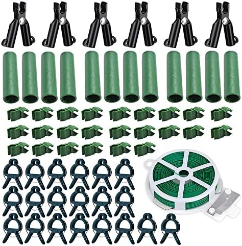 Garden Trellis Support Kit - Plant Clips & Stake Connectors, 7/16" Stake Extensions & Pipe Fixings