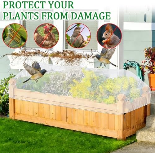 2 Pack Garden Netting for Raised Beds, 37.4" x 19.6" x 19.6" Garden Bed Insect Bird Netting Cover, Raised Garden Bed Plant Cover Mesh Pest Barrier Screen for Protecting Vegetables Fruits Flowers