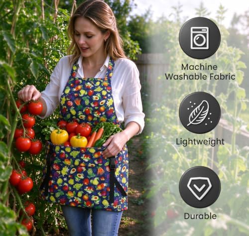 Harvest Apron with Pockets for Women and Men Garden Produce Gathering Pouch