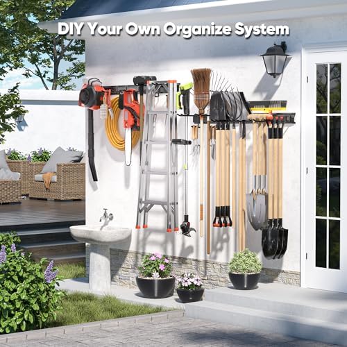 Heavy Duty Garden Tool Organizer Metal Wall Mount, 64 inches