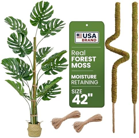 2pcs 42'' Real Forest Moss Pole Monstera Plant Support -Moisture Retaining