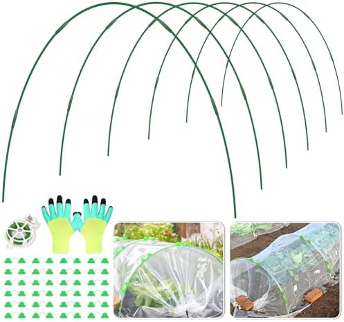 30 Pcs Garden Hoops for Raised Beds, 6mm Greenhouse Hoops Grow Tunnel Fiberglass Hoop House Kit, 6 Sets Plant Support Garden Stakes Hoops Frame for Netting Shade Cloth Row Cover Garden Supplies