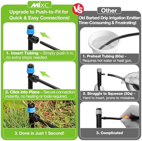 MIXC 80Pcs Drip Irrigation Emitters, Quick Push-to-Fit Connect Drip Vortex