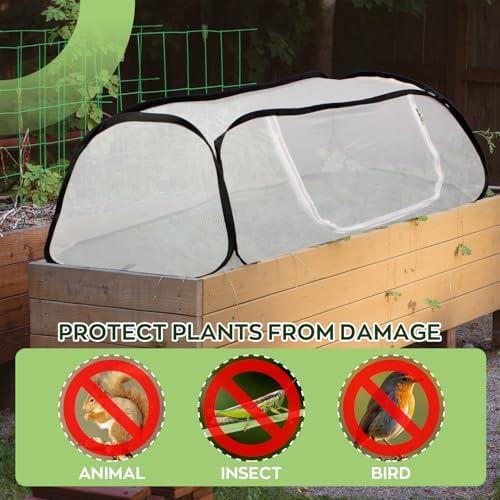 2 Pack Pop Up Raised Garden Bed Covers, 45x22x18 Inch Mesh with Zipper Door