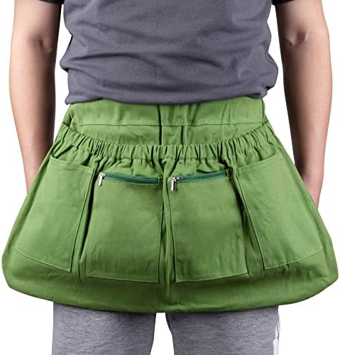 codree Harvest Apron for Garden Vegetable-Adjustable Harvest Picking Apron with 4 Pockets for Gardeners Pick Fruit Weeding