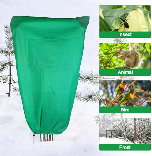 Plant Covers Freeze Protection, 98in*141in Winter Frost Cloths 2.8oz/yd² with Zipper and Drawstring, Garden Cover Protective Blankets for Outdoor Plants Fruit Palm Olive Trees (Green, 1pc)