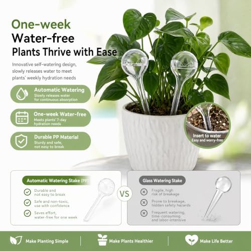 4 Pack Clear Self Watering Globes, 10oz Plastic Plant Water Bulbs, Automatic Self Watering Planter Insert for Indoor Houseplants Garden