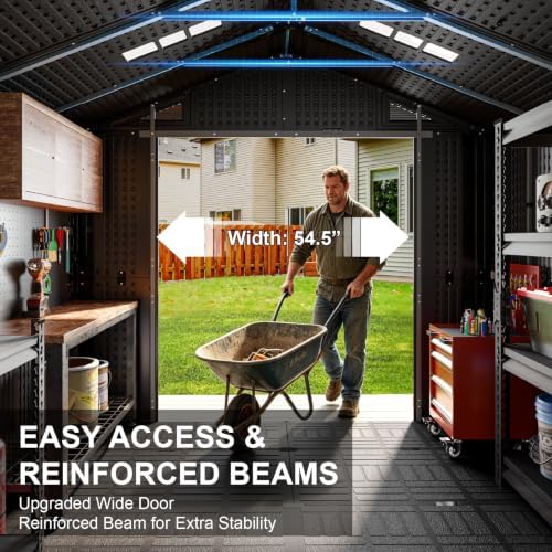 8x12 Ft Outdoor Storage Shed with Floor, Large Resin Outdoor Sheds