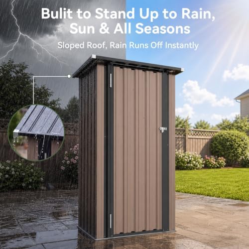 Aoxun 3x2 FT Outdoor Storage Shed, Shed with Sloping Roof, Brown