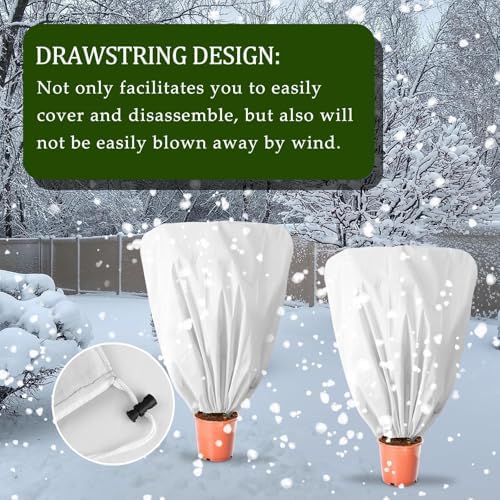 8 Pcs Plant Covers Frost Protection Bag 47"X31.5" Winter Reusable Plants Jacket with Drawstring Shrub Protection Wraps Bags Frost Blanket for Winter Outdoor Garden Plants