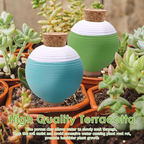 4PCS Plant Watering Globes, Large Terracotta Automatic Watering Stake