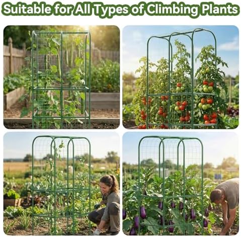 62" Tall Cucumber Trellis for Raised Bed, Garden Trellis for Climbing Plants Outdoor, U-Shape Metal Arch Vegetables Trellis Plant Support for Zucchini Squash Vines