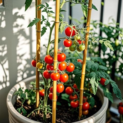 Plant Stakes, 4FT Natural Bamboo Garden Stakes, 25Pcs Bamboo Plant Stakes,Bamboo Sticks for Tomato,Beans,Vegetable and Climbing Plants