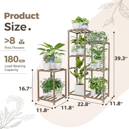 Bamworld Plant Stand Indoor Corner Plant Shelf Wood Plant Holder