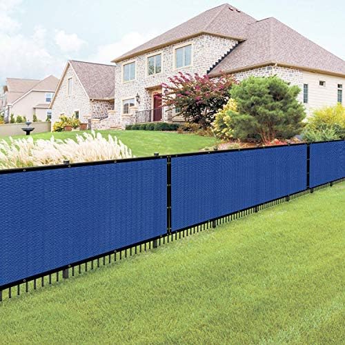 E&K Sunrise 6' x 17' Privacy Fence Screen with Grommets, Outdoor Windscreen Fence Covering Privacy Screen UV Blockage for Backyard Garden Patio, Zip Ties Included (Blue)
