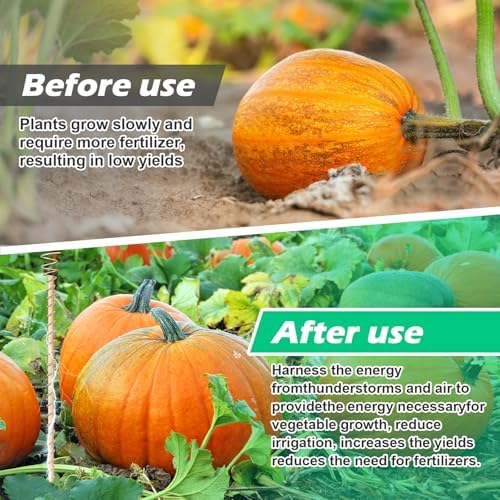 10pcs Electroculture Plant Stakes, 17'' Copper Coil Wire Antennas, Garden Stakes, Tensor Rings Kit, Copper Rods Electronic Planting for Growing Vegetable Garden Plants Support