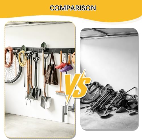 GIOTORENT Garage Wall Organizer, 66in 4 Rails 10 Hooks 720 Lbs