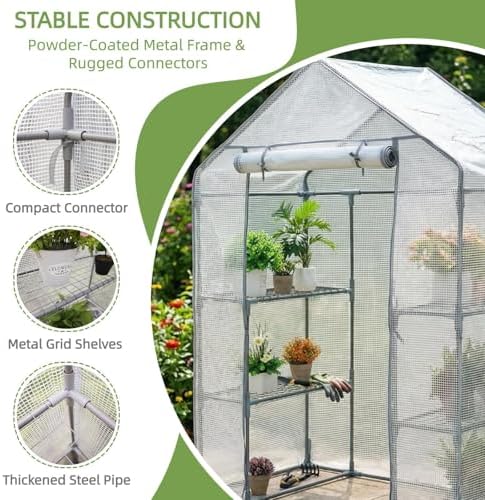 Walk-in Greenhouse 55*29*77in, Outdoor Plant Shelter for Garden