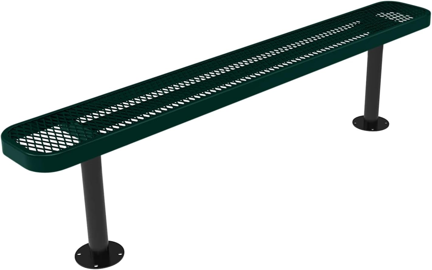 Heavy-Duty Outdoor Bench Thermoplastic Coated, Expanded Metal, Commercial-Grade Seating, Made in America (Surface Without Back, 6 Ft, Textured Dark Green)