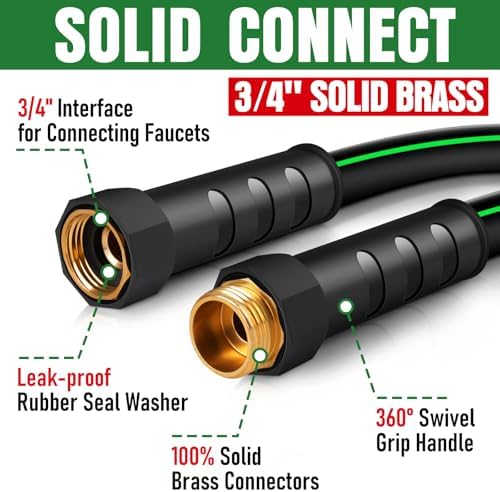 Heavy Duty Garden Hose 6ft, NON-EXPANDABLE Flexible Water Hose, Kink Resistant Lightweight Hybrid Hose, Leakproof Hose Male to Female Fittings