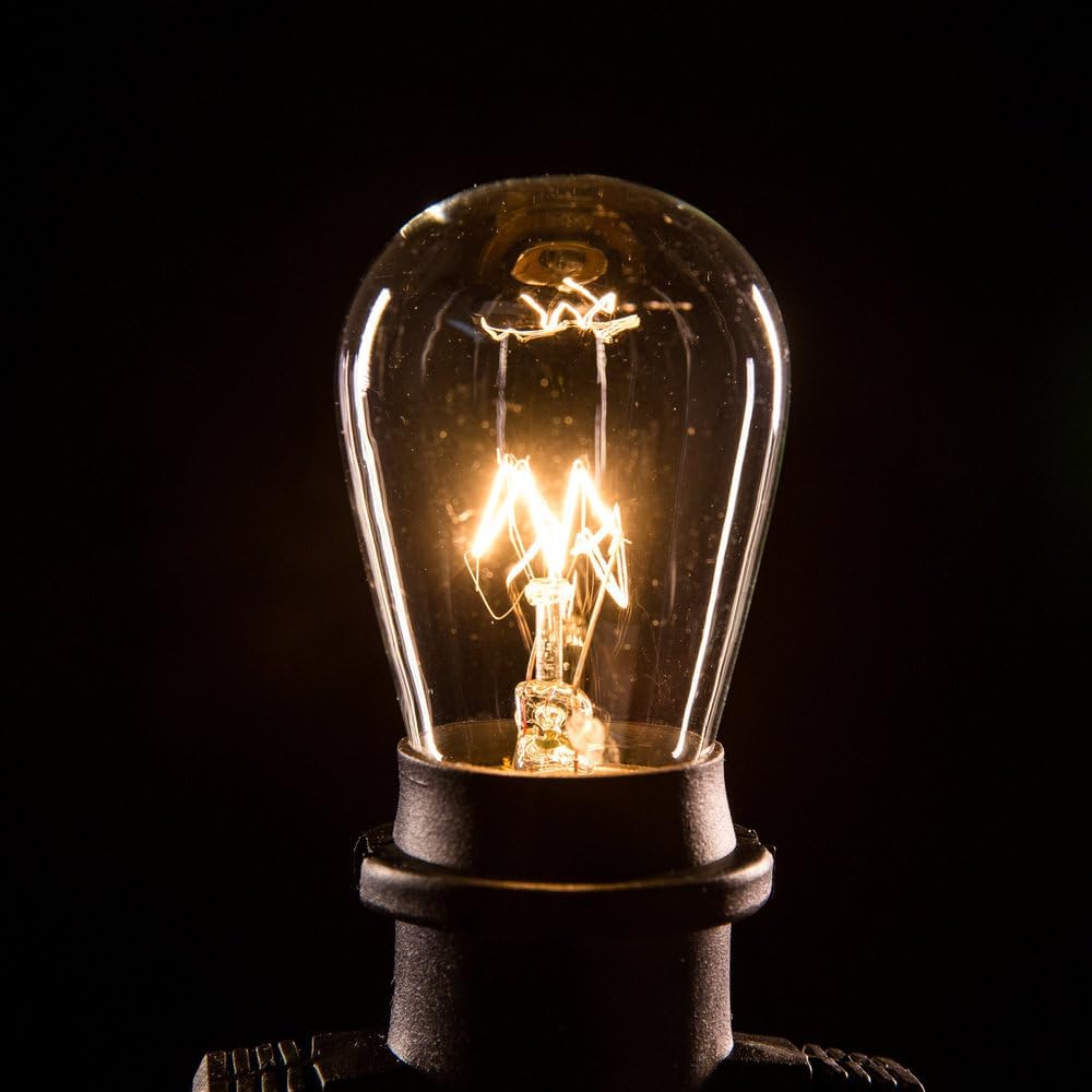 Hometown Evolution, Inc. 24 Foot E26 Outdoor Commercial String Lights with Suspended Socket for Weatherproof Heavy Duty Vintage Outside Lighting - Set of 12 S14 Clear Bulbs