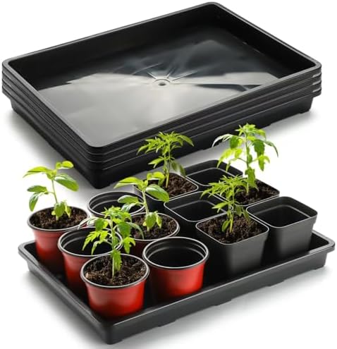 RooTrimmer 5 Pack Nursery Potting Tray, Carrying and Holding Plant Tray for Seeds Starting Pot, Collecting Drainage Water(Black)