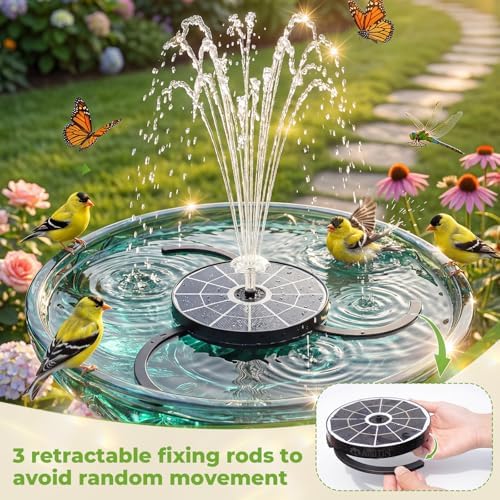 AISITIN 3.7W Solar Bird Bath Fountain Upgraded 6.3" Solar Glass Panel