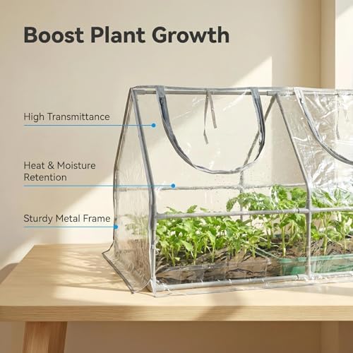 Portable Mini Greenhouse, 47"x24"x24" Greenhouses for Outdoors with PVC Cover and Dual Zipper Doors,Green House Cover for Raised Garden Bed,Garden Bed Cover for Plants Outdoor