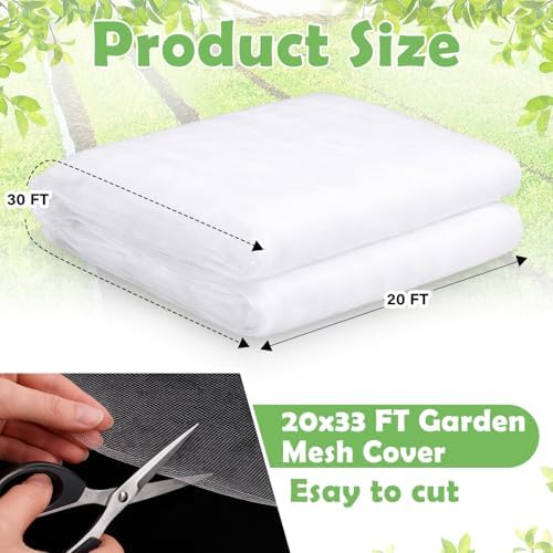 20 x 33 ft Garden Mesh Netting Insect Mosquito Net, White, 1 Pcs