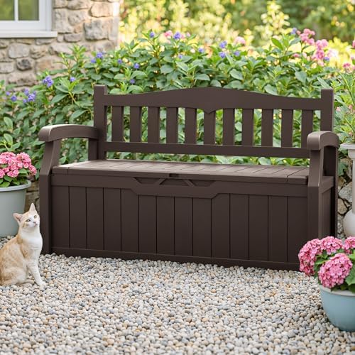 Homall 75 Gallon Outdoor Storage Benches Lockable Deck Box Waterproof