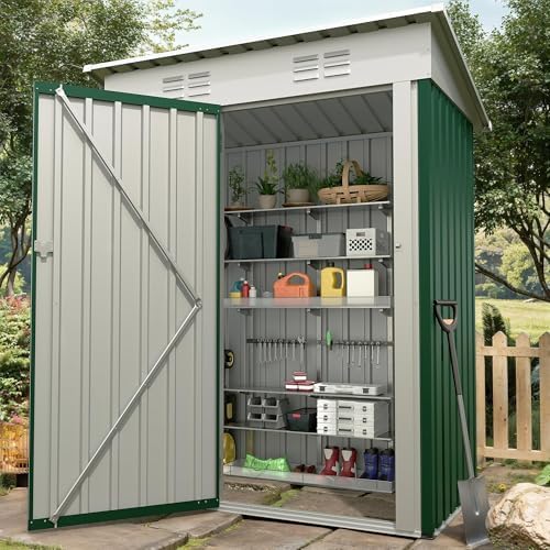 Garvee Outdoor Trash Storage Shed– 5.8x3.3 FT, Lock Latch, Sloped Roof