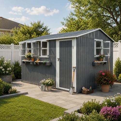 12x10 FT Outdoor Storage Shed, Lockable Single Door Tool Shed