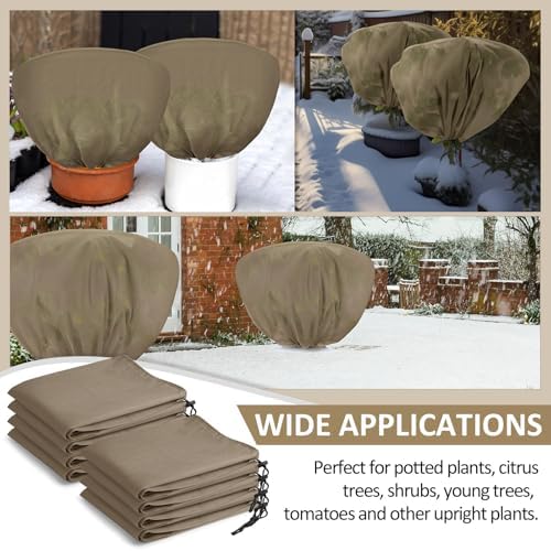 Winter Plant Covers Frost Protection Bags, Brown, 12 Pcs