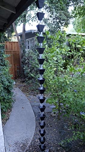 Nutshell Stores Medium Square Cups Rain Chain - Black - 13 Feet
