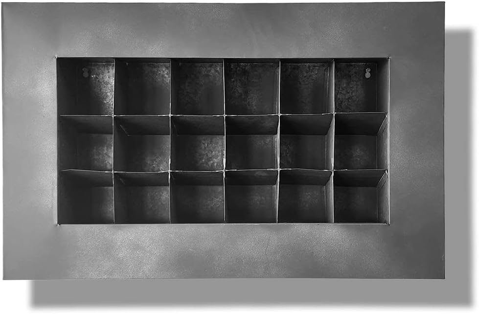 Modern Home Living Wall Galvanized Steel/Zinc Succulent Planter (Black Zinc, Horizontal 18 Pocket)