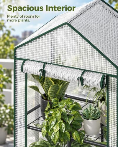 Bamworld 2-Tier Metal Mini Greenhouse 38" Tall Plant House with PE Cover