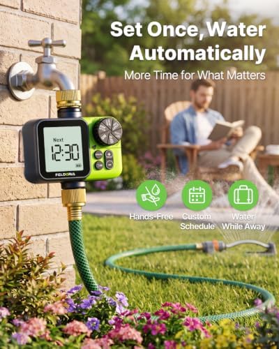Sprinkler Timer, Brass Inlet Garden Hose Timer with Rain Delay
