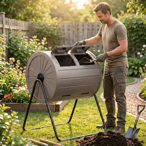Compost Bin Outdoor 37.5 Gallon Gray
