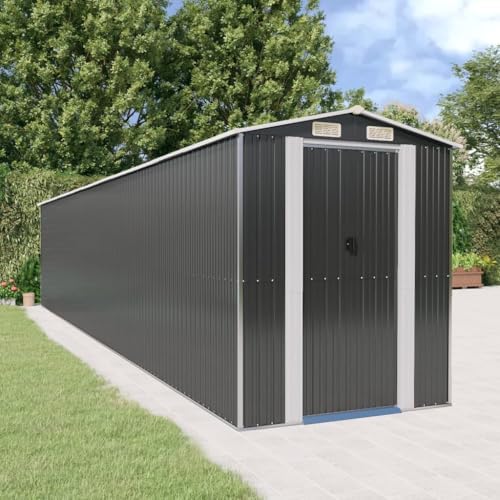 vidaXL Garden Shed Anthracite 75.6"x402"x87.8" Galvanized Steel