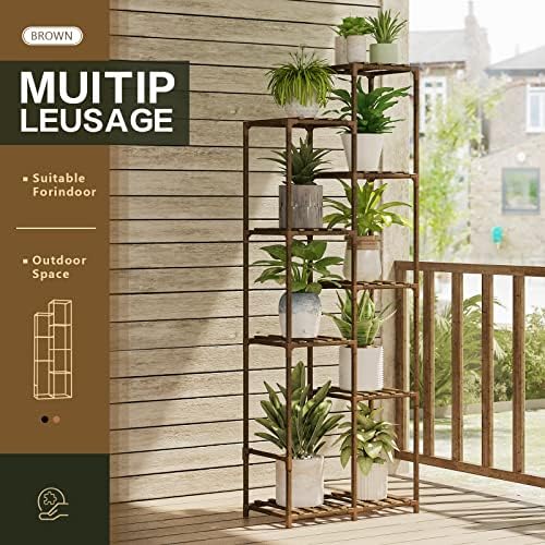 Bamworld 62 " Tall Plant Stand for Indoor Plants Outdoor Corner Plant Shelf