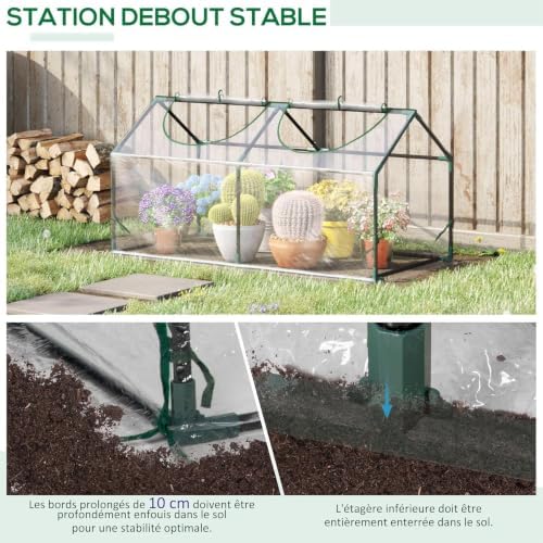 4' x 2' x 2' Portable Mini Greenhouse, Small Outdoor Garden Greenhouse with PE Cover, Roll-Up Zippered Windows (Clear)