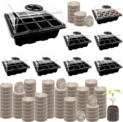 Seed Starter Tray with Peat Pellets, Black Starting Seeds Kit for Plants