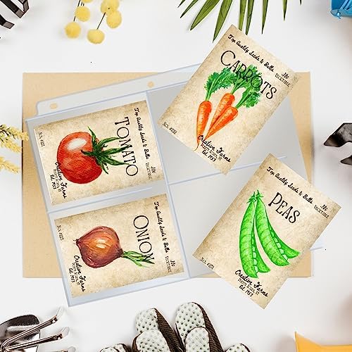Performore Seed 400 Storage Organizer Sleeves (3.5" x 5.25") – 4 Pocket Garden Seed Organizer Fits Standard 3-Ring Binders – for Seed Packets, Coupons, Photos, and Cards – 50 Pack
