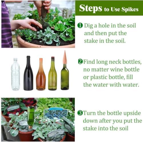 Plant Watering Devices 8 Pack Terracotta Vacation Plant Waterer Wine Bottle Watering Stakes Slow Release Plant Watering Spikes Self Watering Devices for Indoor Outdoor Plants (8)