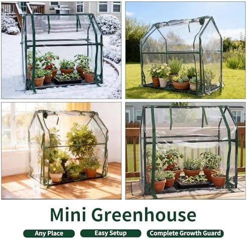 Mini Greenhouse 36"×18"×33" Small Greenhouse Seed Starting Waterproof Floor Mat Portable Greenhouse Patio Balcony and Garage Indoor & Outdoor