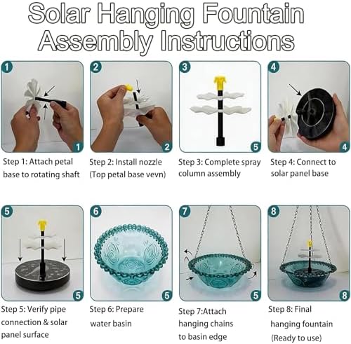 Hanging Solar Bird Bath Fountain,3 Layers Hanging Bird Bath for Outside with Solar Fountain,Flowing Water Large Humming Birds Baths Fountains with Solar Pump & Plastic Bowl, for Outdoor, Gardens(Blue)